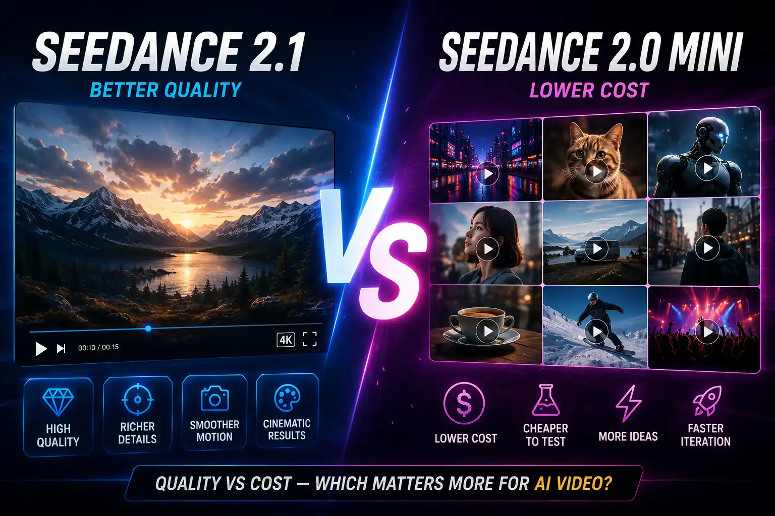Seedance 2.1 vs Seedance 2.0 Mini: Quality or Cost?